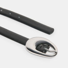 ORGANIC OVAL BUCKLE BELT BLACK SILVER