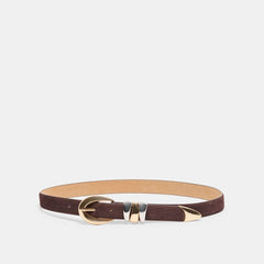 MIXED METAL BUCKLE BELT MAHOGANY