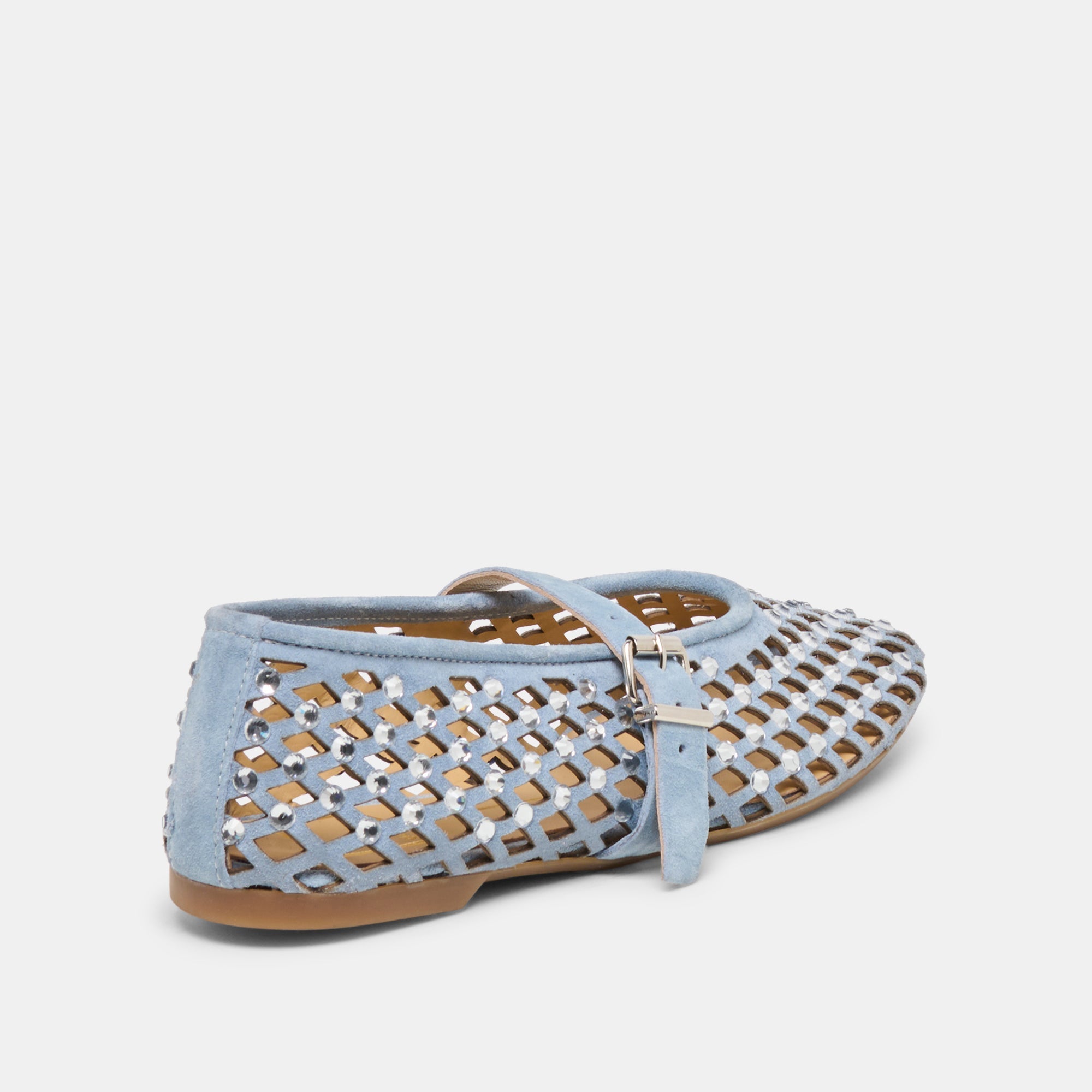 MAVIN RHINESTONE BALLET FLATS BLUE SUEDE