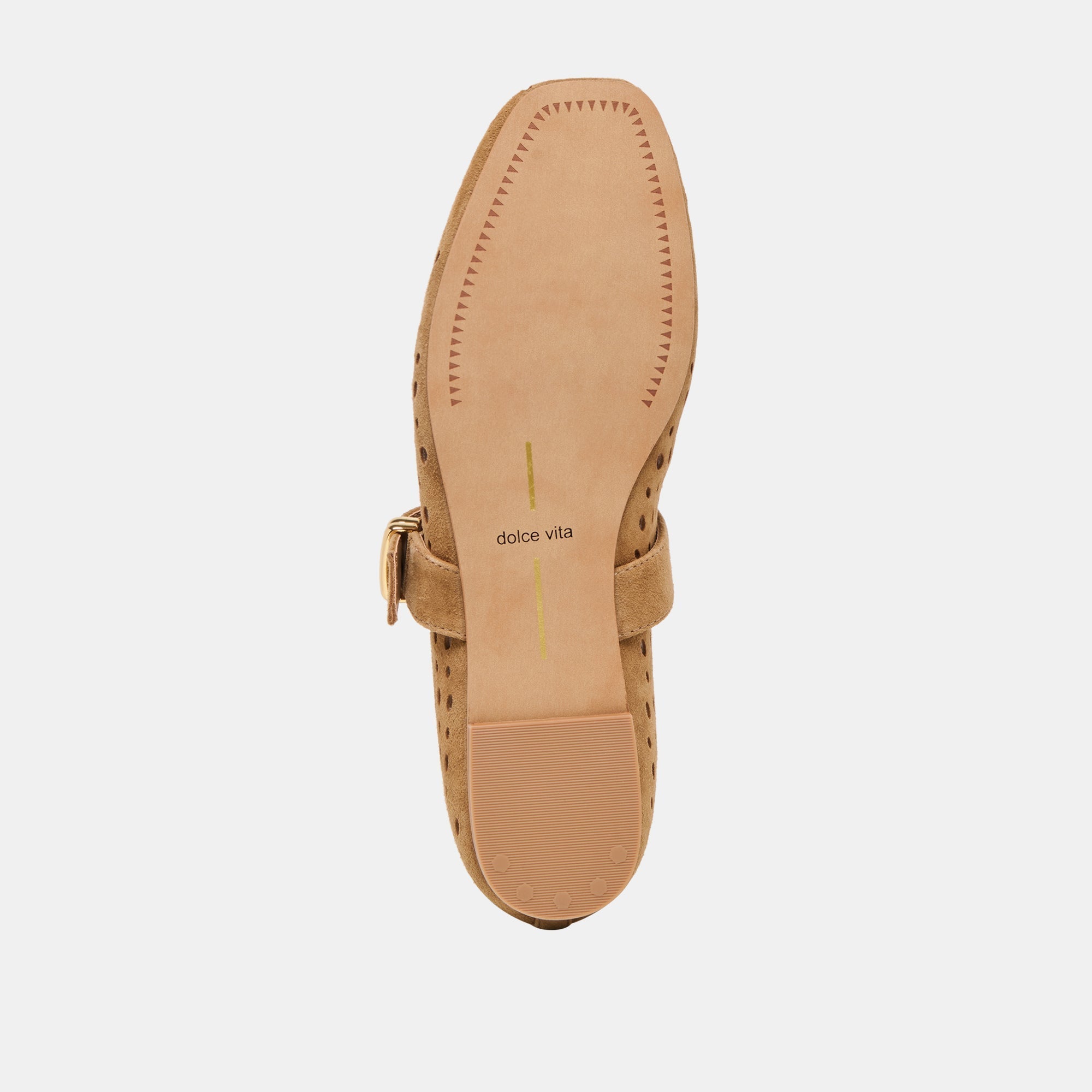 MIKEL BALLET FLATS LT BROWN PERFORATED SUEDE