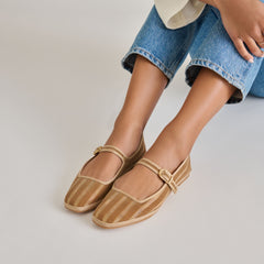 TAMEKA BALLET FLATS TAN STRIPE MESH