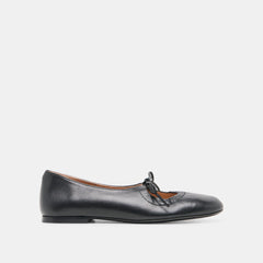 PAZEY BALLET FLATS BLACK LEATHER