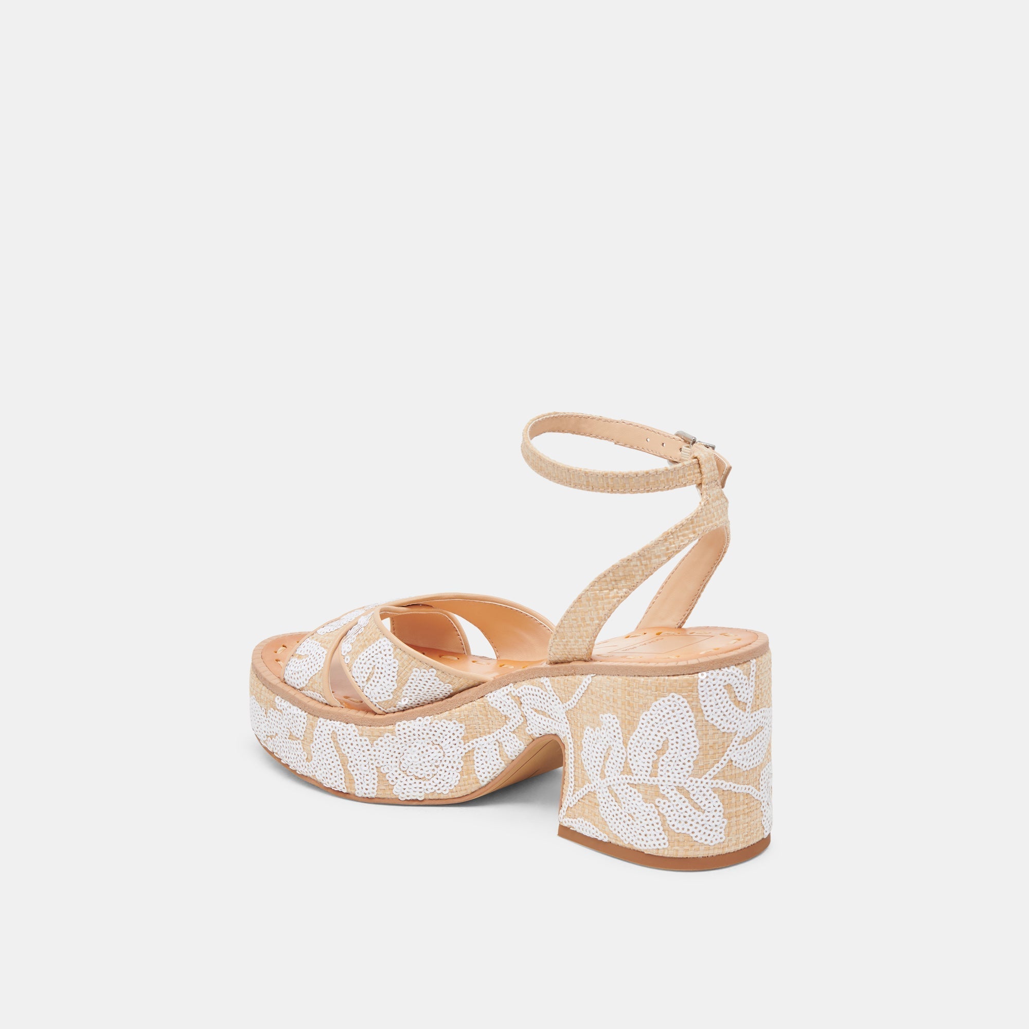 ENIKO HEELS NATURAL MULTI FLORAL SEQUIN