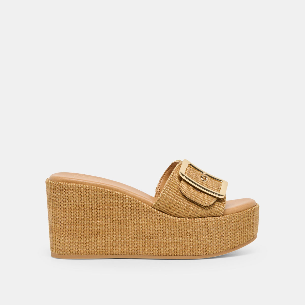 JILIAN WIDE WEDGES MOCHA RAFFIA