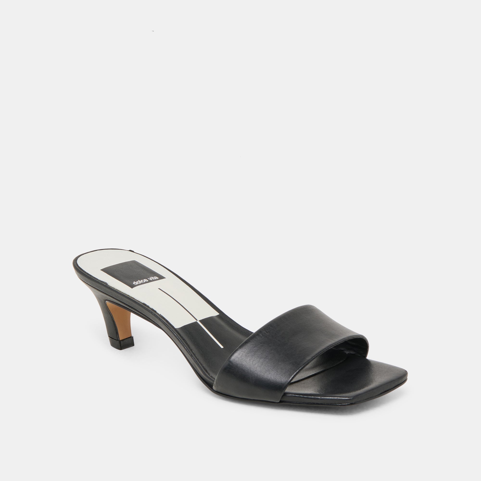 REXA WIDE HEELS BLACK LEATHER