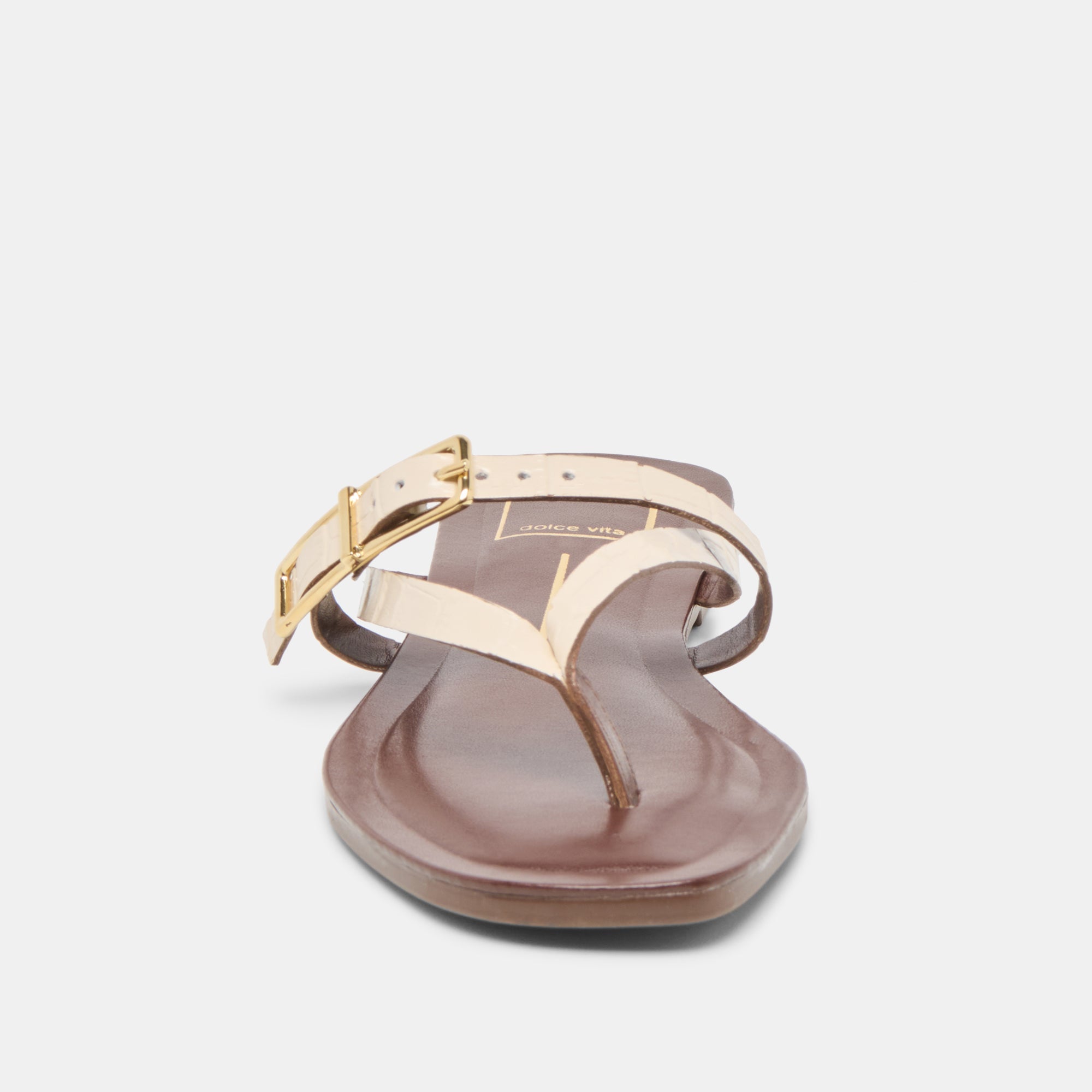 PIERS SANDALS BEIGE CROCO EMBOSSED LEATHER