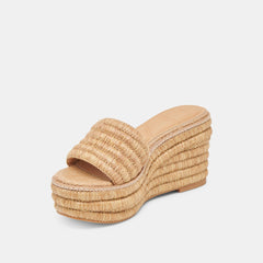 THRONE WIDE WEDGES LT NATURAL RAFFIA