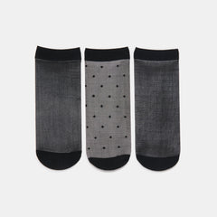 3 PACK DITSY DOT SHEER ANKLET SOCKS BLACK