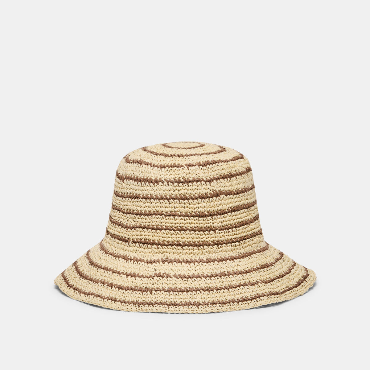 STRIPED STRAW CLOCHE BROWN NATURAL